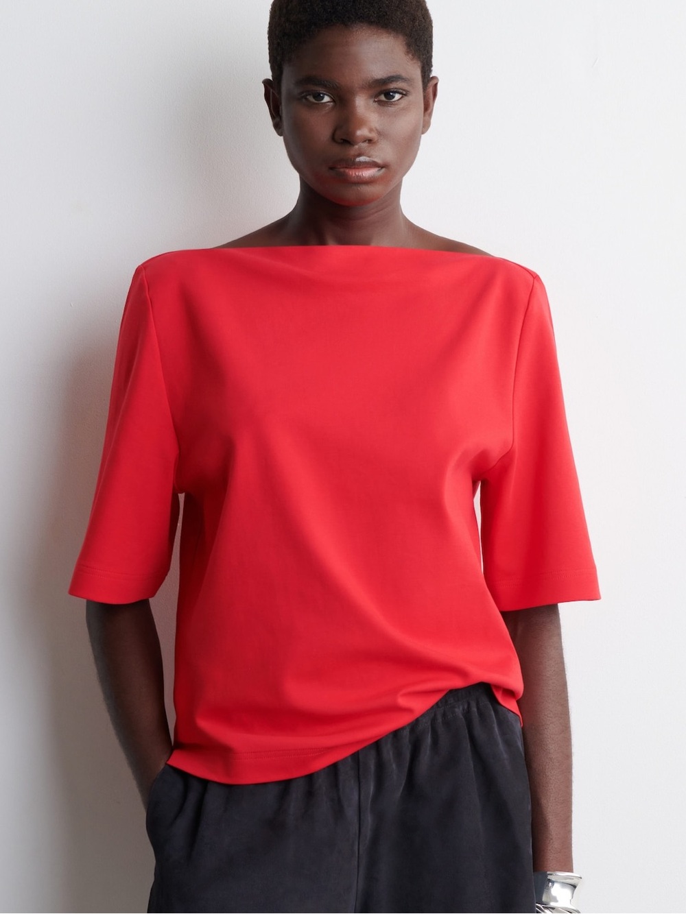 EUC COS red boat neck tshirt